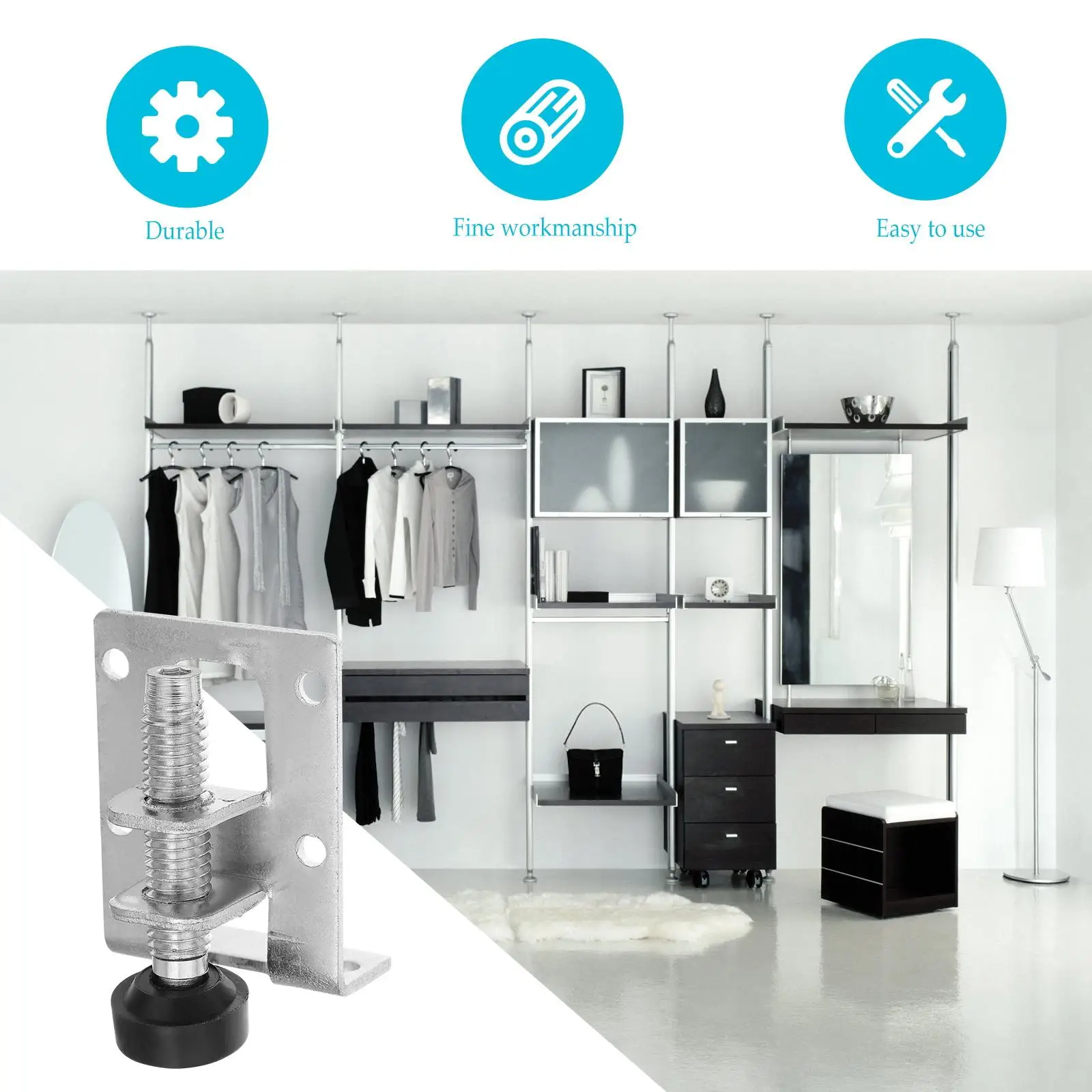 4 pièces ajuster le coussinet de pied pieds de nivellement niveleur de jambe réglable niveleurs d'armoire de meubles commode