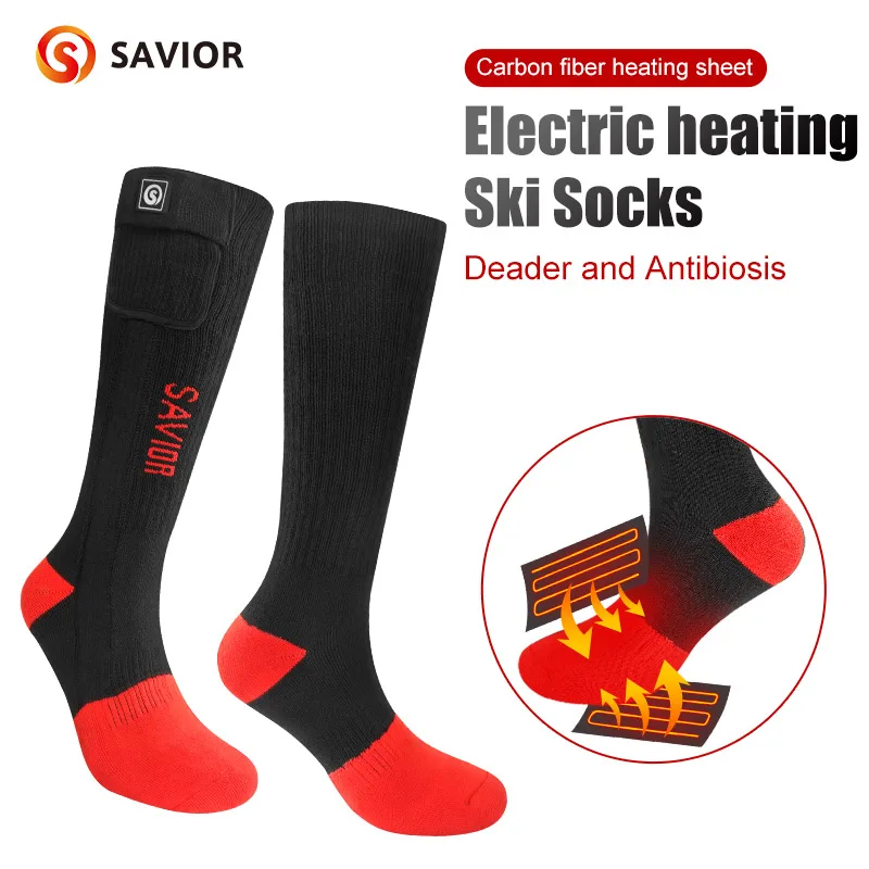 

Savior Winter Heated Socks Rechargeable Electric Heated Ski Sock Women Men Thermos Snowboards Stocking Heating Foot Warmer NEW