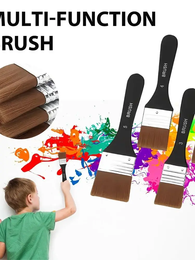 Penseel, platte, heldere penselen, ambachtelijke basiscoating penselen met houten handvat voor acryl, olie, aquarelkleur - afbeelding 2