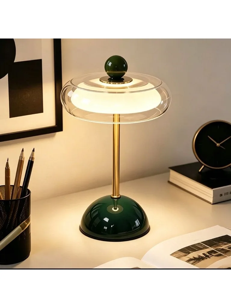 Hochwertige Pilz-Glas-Schreibtischlampe im Antik-Stil, Kreative Luxusbeleuchtung für Schlafzimmer und Wohnzimmer, Augenschonende Atmosphäre-Lampe