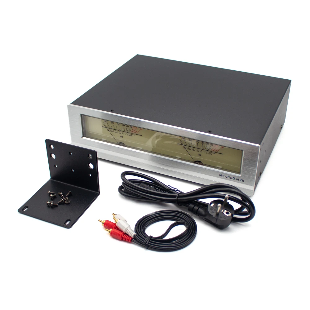 Audio VU Level Meter with Analog Needle Display, Rack-Mountable DB Meter for Power Amplifier – MC-2100MKII