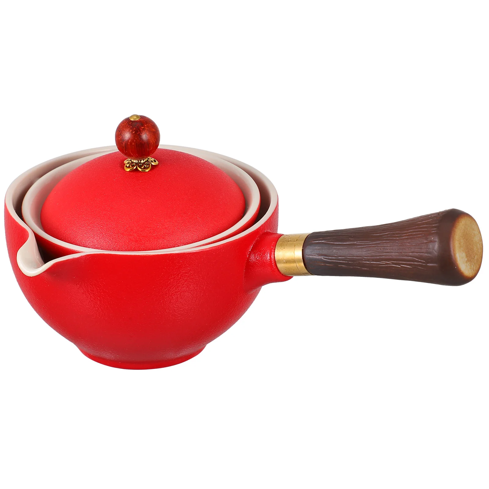 

Ceramic Tea Kettle Teapot Side H Long Red Boiling Jug Filter Container Retro Anti Scald Household Kettle