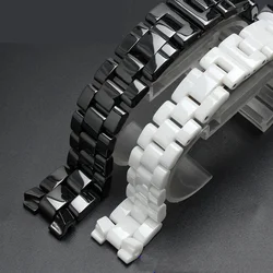 For J12 ceramics wristband high quality women's men's watch strap Fashion bracelet black white 16mm 19mm