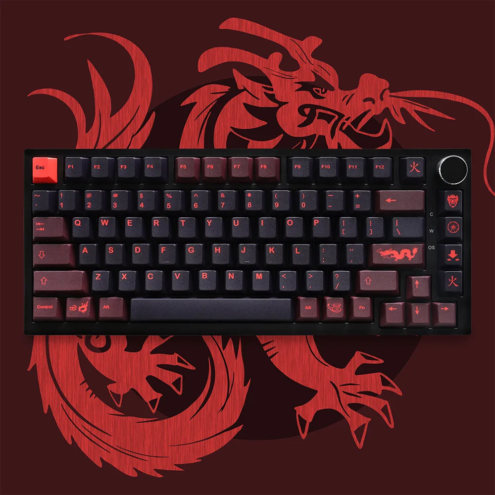 Red Dragon Red Dragon Keycap Small Full Set Original Height PBT Sublimation Mechanical Keyboard Cap 68/87