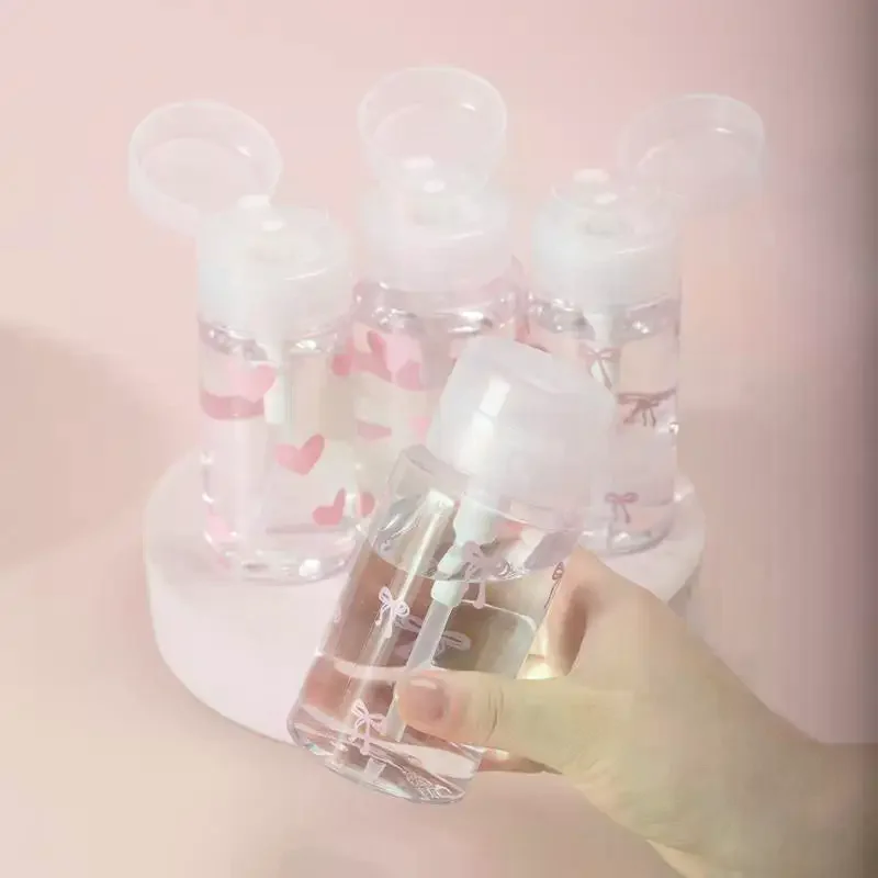 Boog Hart Druk Pompfles Hervulbare Dispenser Flessen Lege Fles Accessoires Voor Reinigingsolie Nagellak Remover