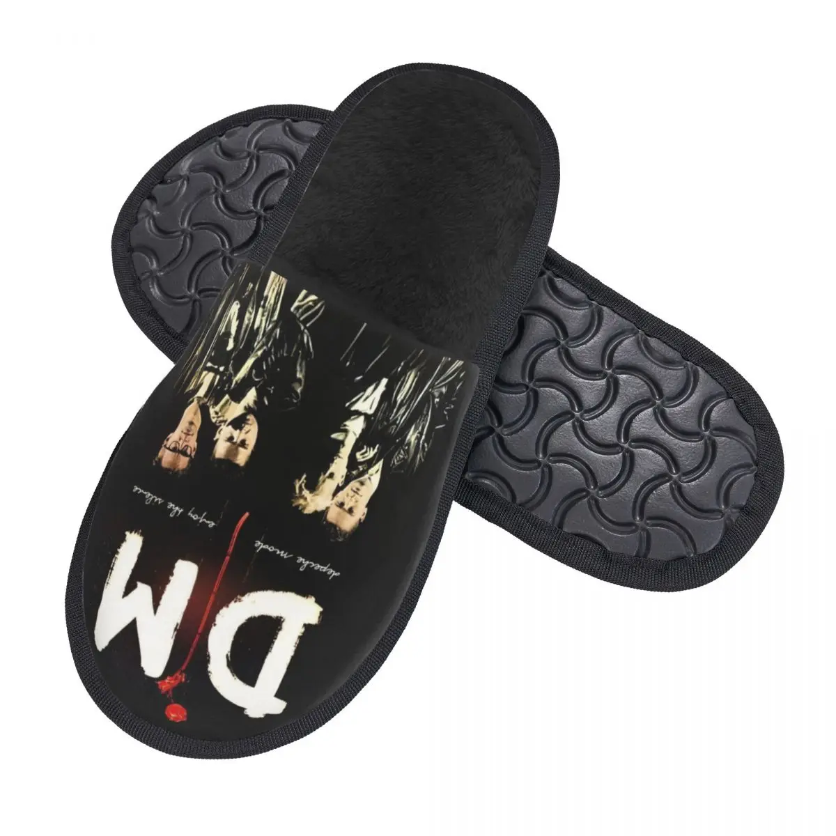 Custom Print Women Electronic Rock Depeche Cool Mode House Slippers Soft Warm Memory Foam Fluffy Slipper Indoor Outdoor Shoes