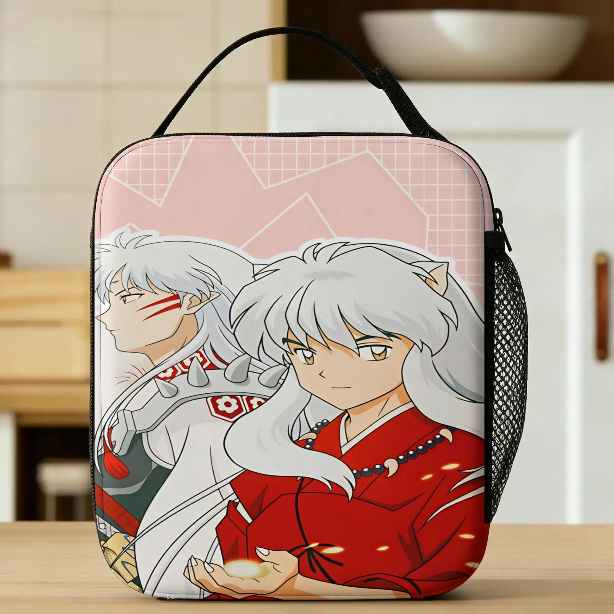 Inuyasha Kagome Higurashi Lunch Bag  School Lunch Box For Child Aesthetic Graphic Thermal Lunch Bags Oxford Portable Cooler Bag
