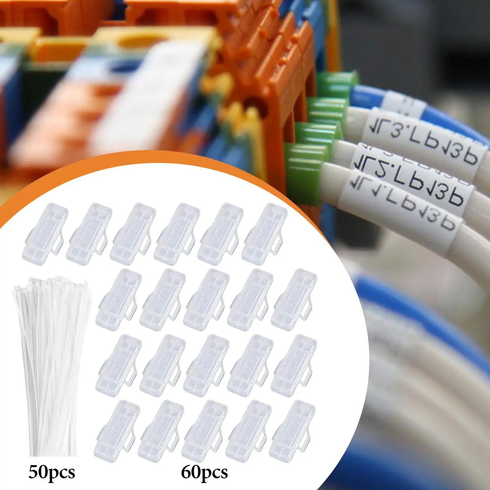 60 قطعة صناديق تسمية الكابلات مقاوم للماء عملي مع العلاقات مريحة شفافة إدارة الكبلات حامل صناديق التعريف #1