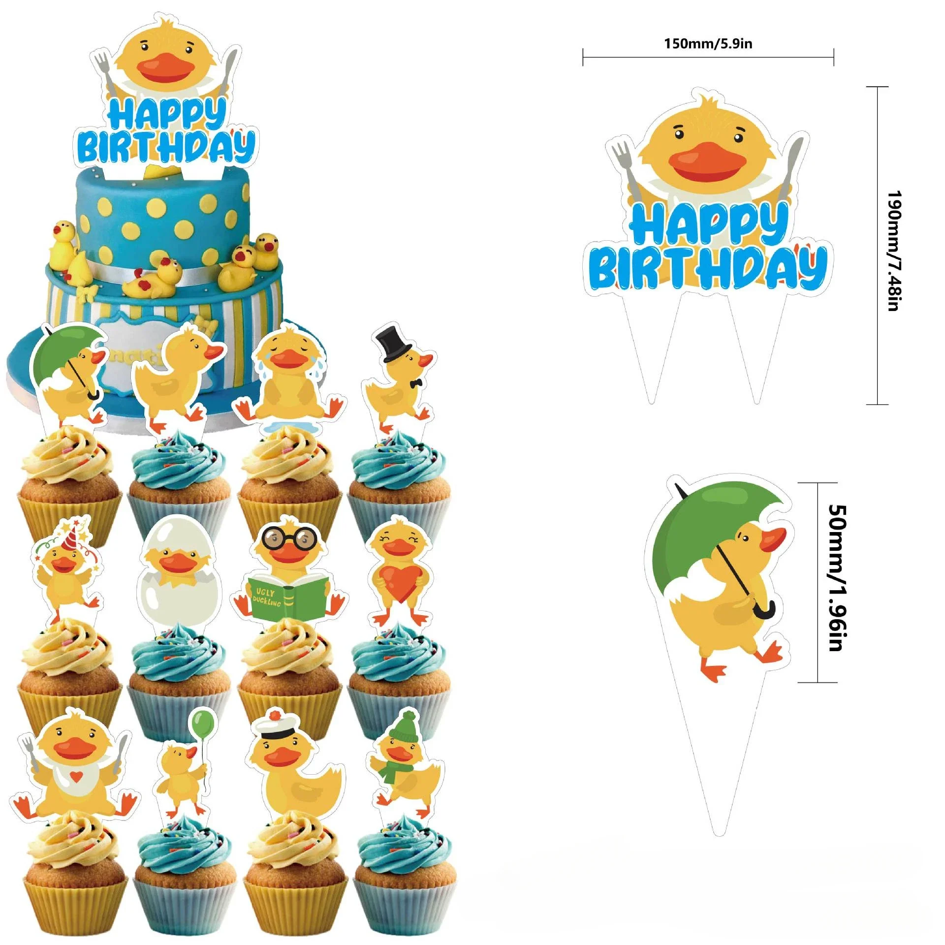 Yellow Duck Theme Birthday Decorations Set Cute Duck Balloon Cake Topper and Banner Little Yellow Duck Birthday Party Supplies