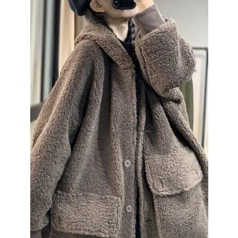 

Loose Fit eepskin Coat Openable Cotton Jaet Large Size 300 Pou Korean Japanese Sle Forest System Hooded Coat