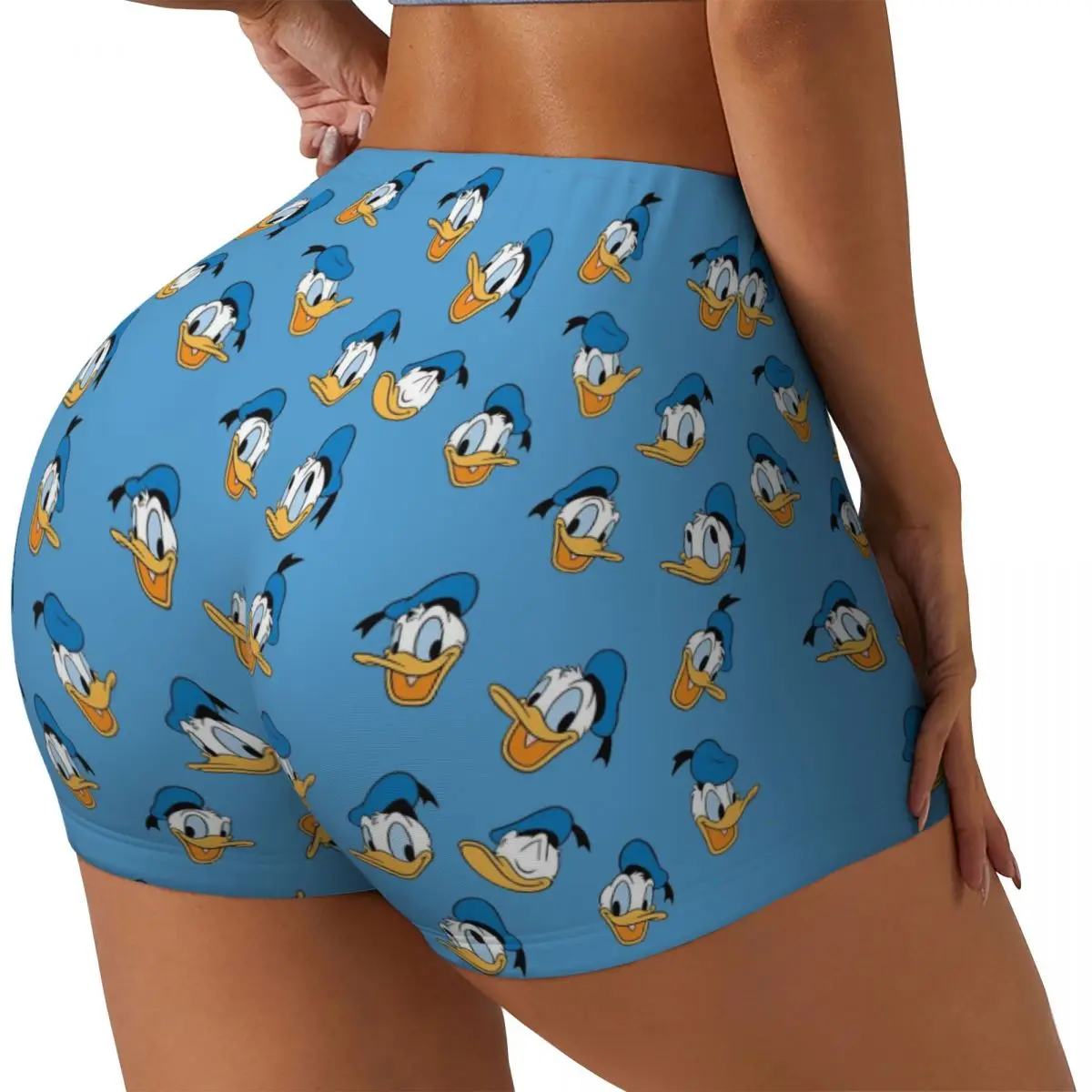 Custom Donald Duck Biker Running Workout Shorts for Women Athletic Gym Yoga Shorts