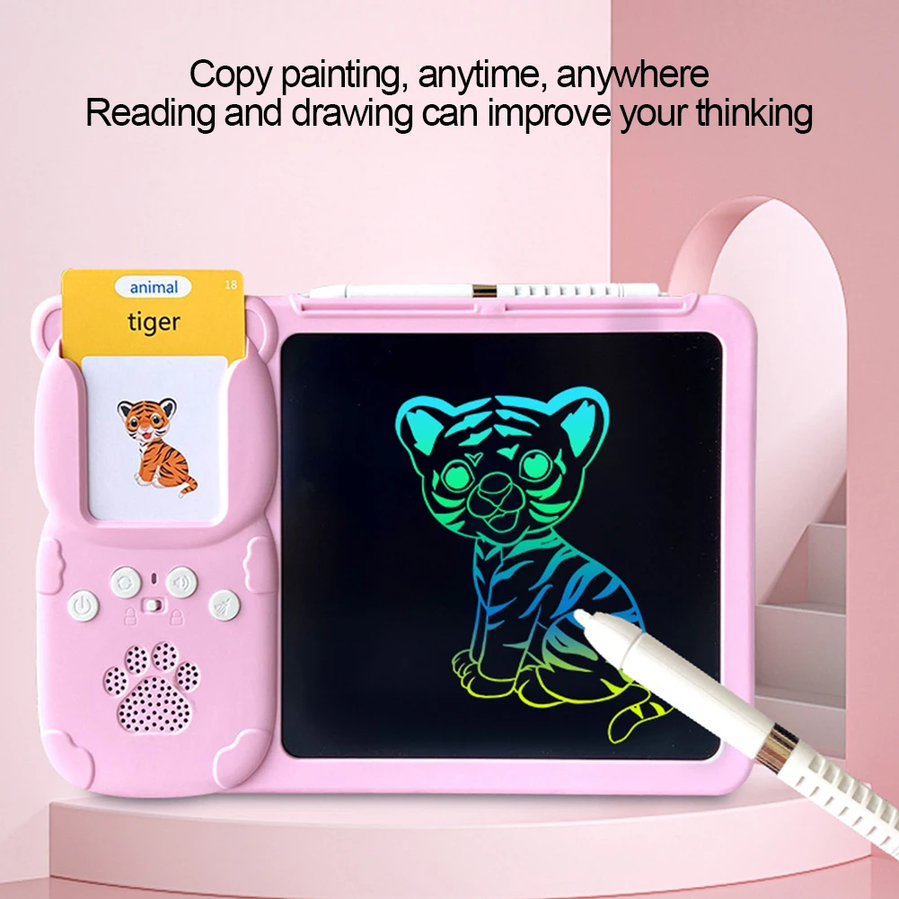 Cartes Flash parlantes 2 en 1, tablette d'écriture LCD, planche interactive éducatif de style Montessori pour enfants d'âge préscolaire