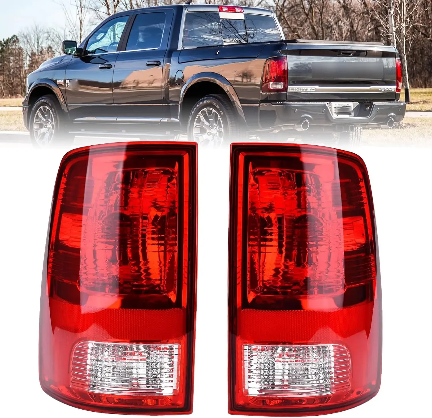 

Tail Light Halogen Type Compatible With 2009-2018 Ram 1500 2500 3500 NON-LED Model Driver and Passenger Side Taillight