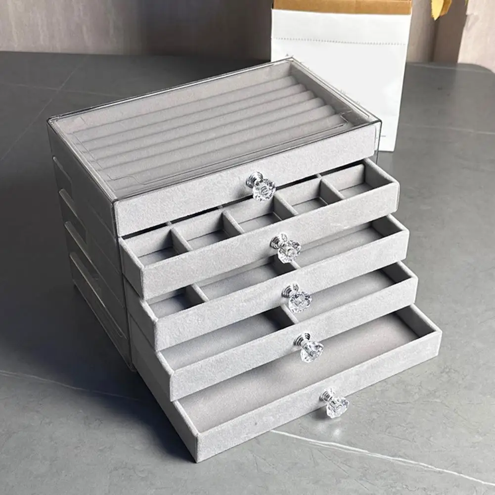 Earring Display Stand Jewelry Organizer Drawer Storage Box with Velvet Lining Capacity Display Case Earrings Necklaces Holder