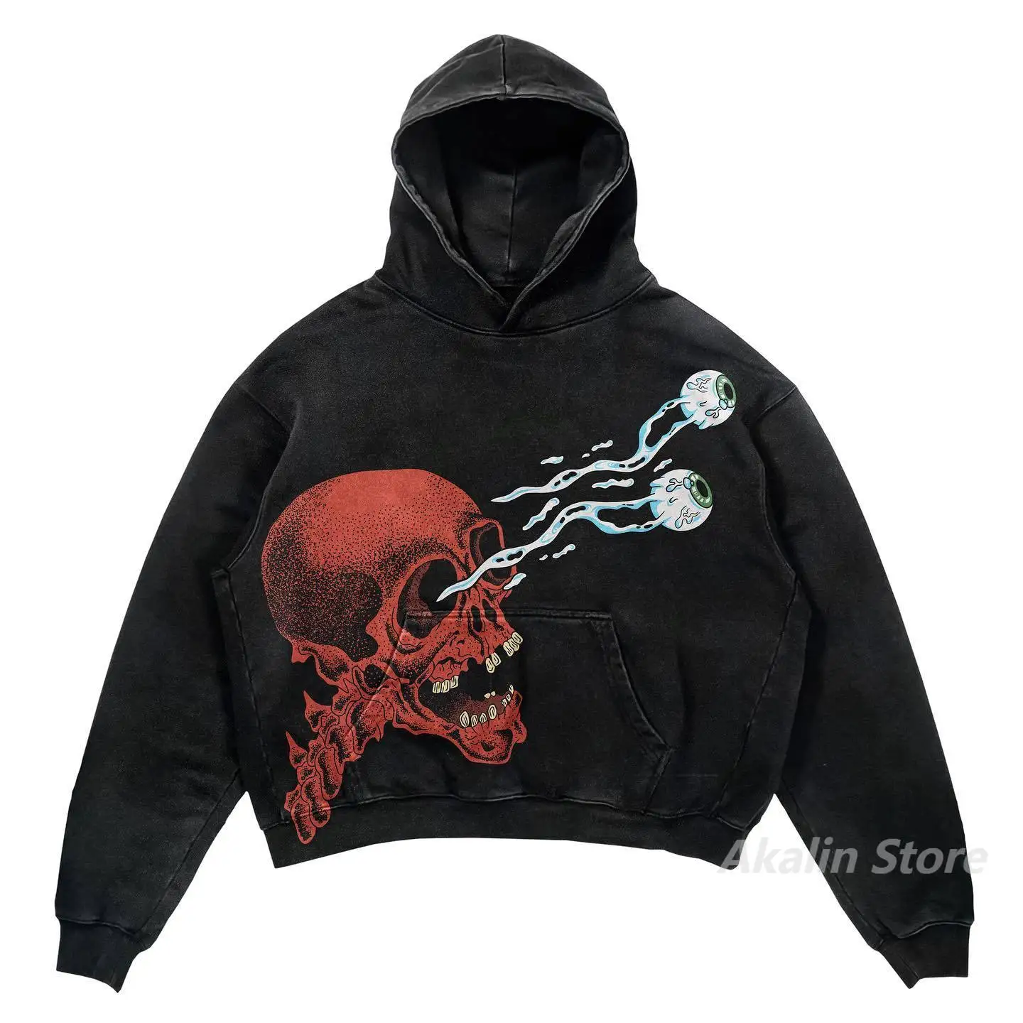 American skull print hoodies Women Oversized Tops Couples Sweatshirt Korean Goth grunge harajuku streetwear women Y2k Clothes