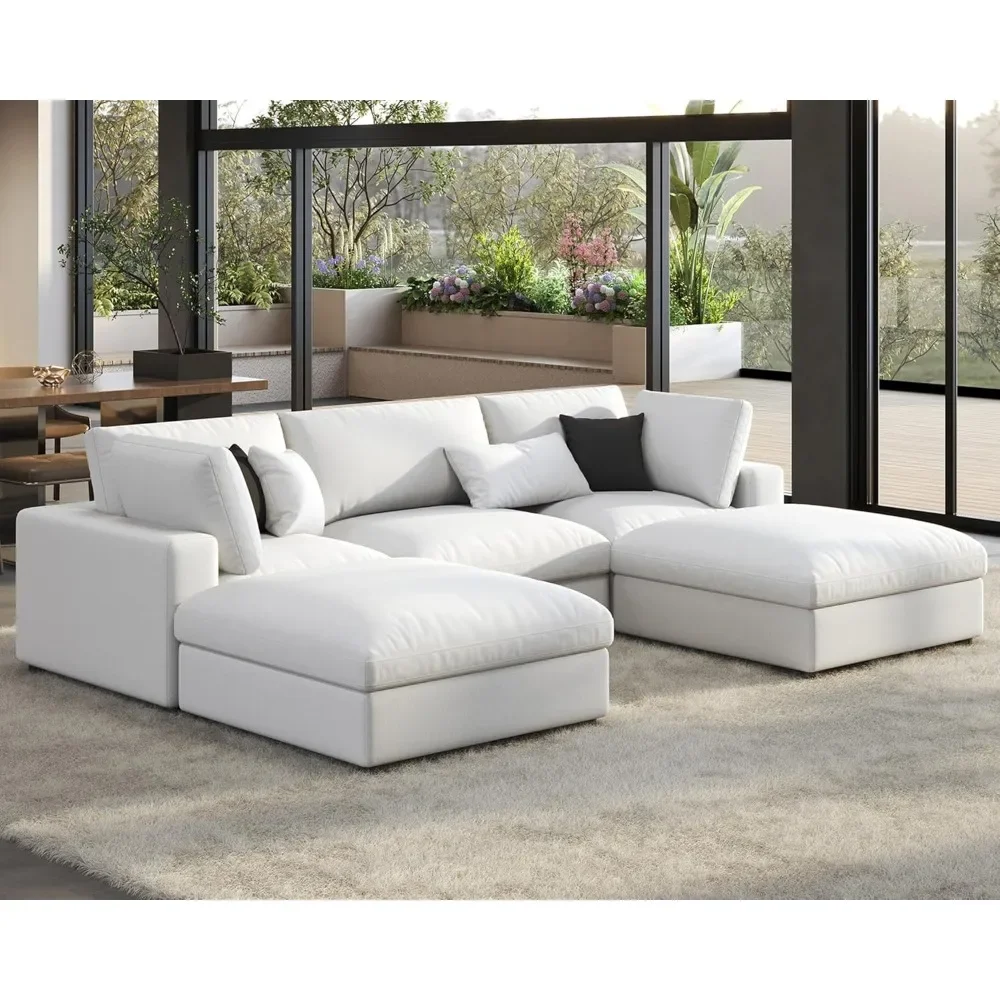 

Modular Sectional Sofa,114 Inches Down Filled Sectional Sofa,5 Seats U Shaped Cloud Couch with Chaise,Couch for Living Room