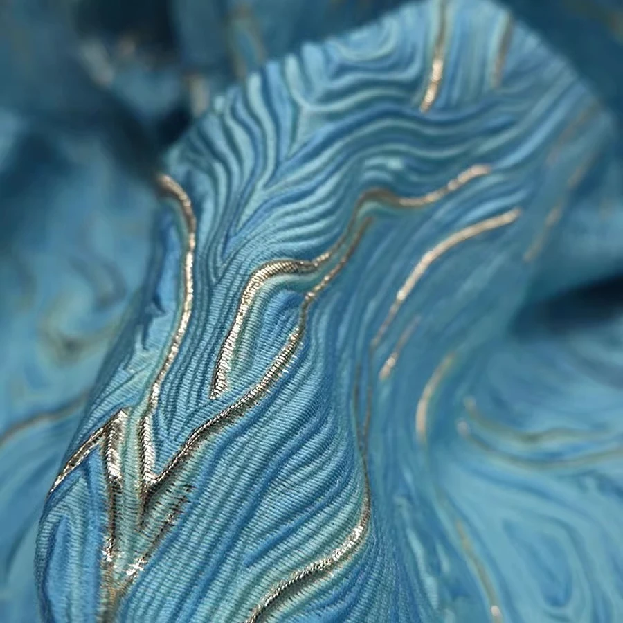 

50x140cm Green Mountain Dress Jacquard Fabric Embossed Metallic for DIY Apparel Dress Bag Material