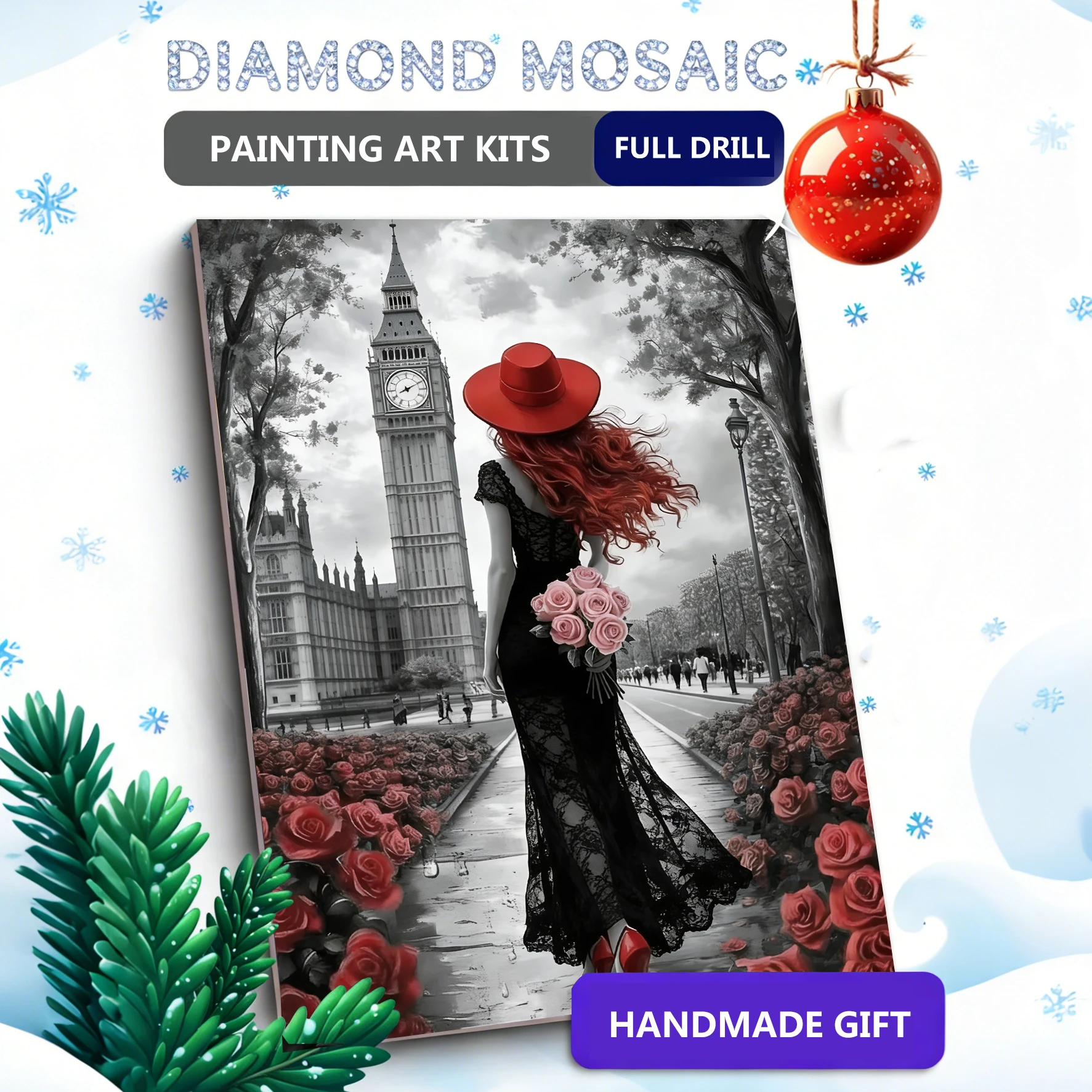 AZQSD Diamond Painting Woman Portrait Full Square Round Drill Art Mosaic Tower City Street Home Wall Decoration