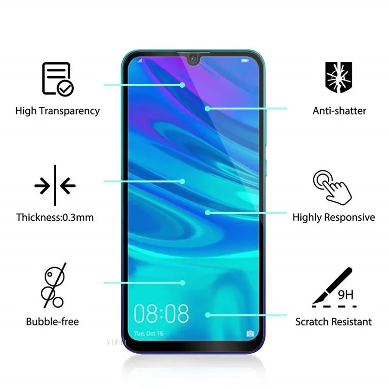 Protecteur d\'écran en verre trempé pour Huawei P Smart Plus 2019, film protecteur pour téléphone portable, 2020, 2021, 2018