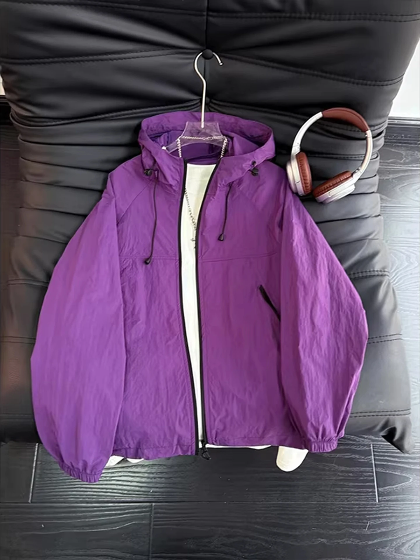 

Легкая спортивная куртка UPF50 Merlot Purple для бега на открытом воздухе для мужчин и женщин, приталенный крой, нейлон, повседневная, на молнии