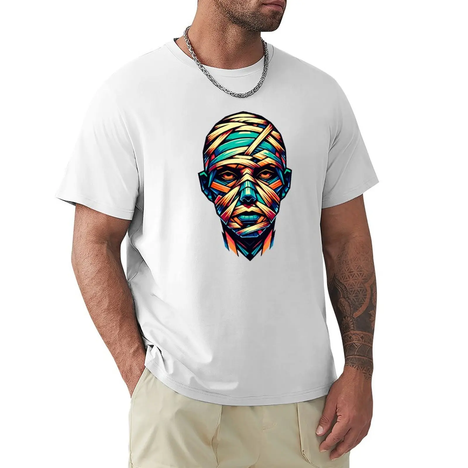 Colorful Geometric Mummy: Low Poly Artwork T-Shirt aesthetic clothes customs tees clothes for men