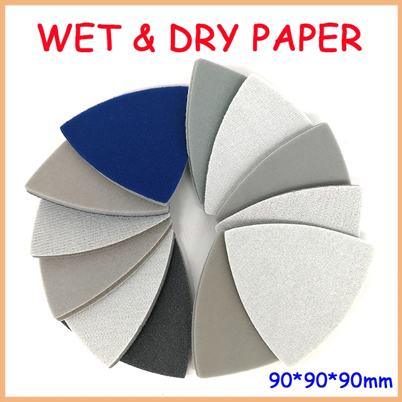 Lixa de polimento abrasivo, Lixa triangular, WET e DRY, 800 Grit, 1000 Grit, 1500 Grit, 2000 Grit