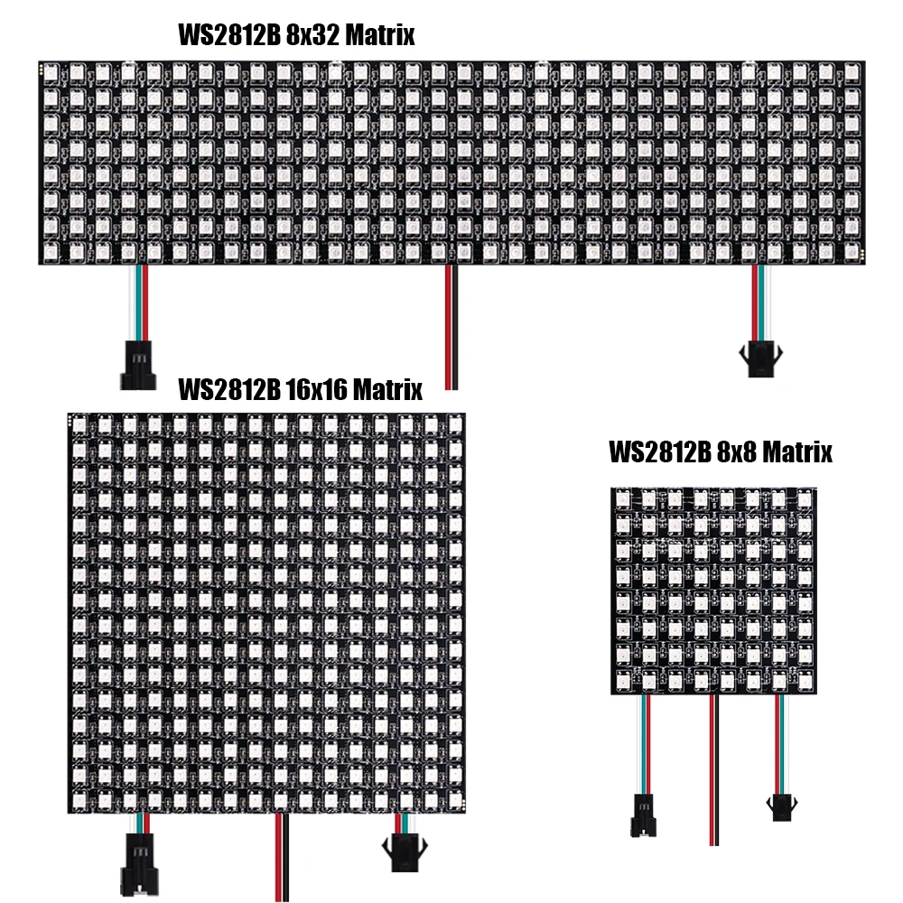 

DC5V WS2812B RGB LED Digital Flexible 16x16 8x32 256Leds Pixel Panel Matrix Screen Individually Addressable WS2812 IC Led Module