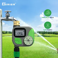 GIRIER Water Timer Programmable Sprinkler Timer with Brass Inlet LCD Screen Automatic Irrigation Controller for Garden/Yard/Lawn