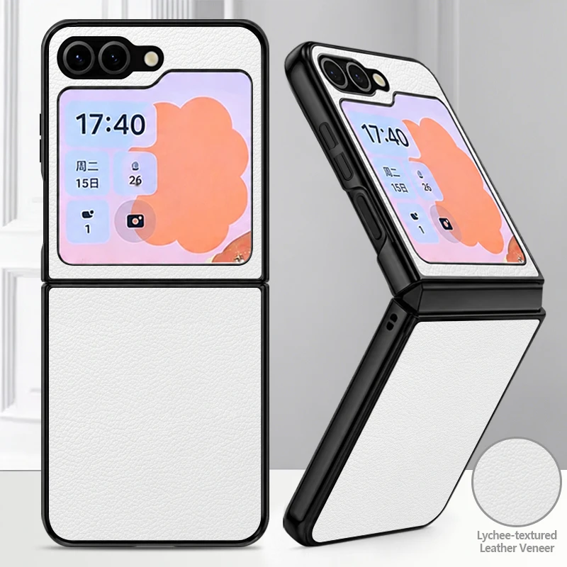 Lychee-Leder-Textur Handyhülle für Samsung Galaxy Z Flip8 Flip7 FE Flip6 Flip5 Flip4 Flip3 Schwarzer Harter PC-Rahmen Faltbare Abdeckung