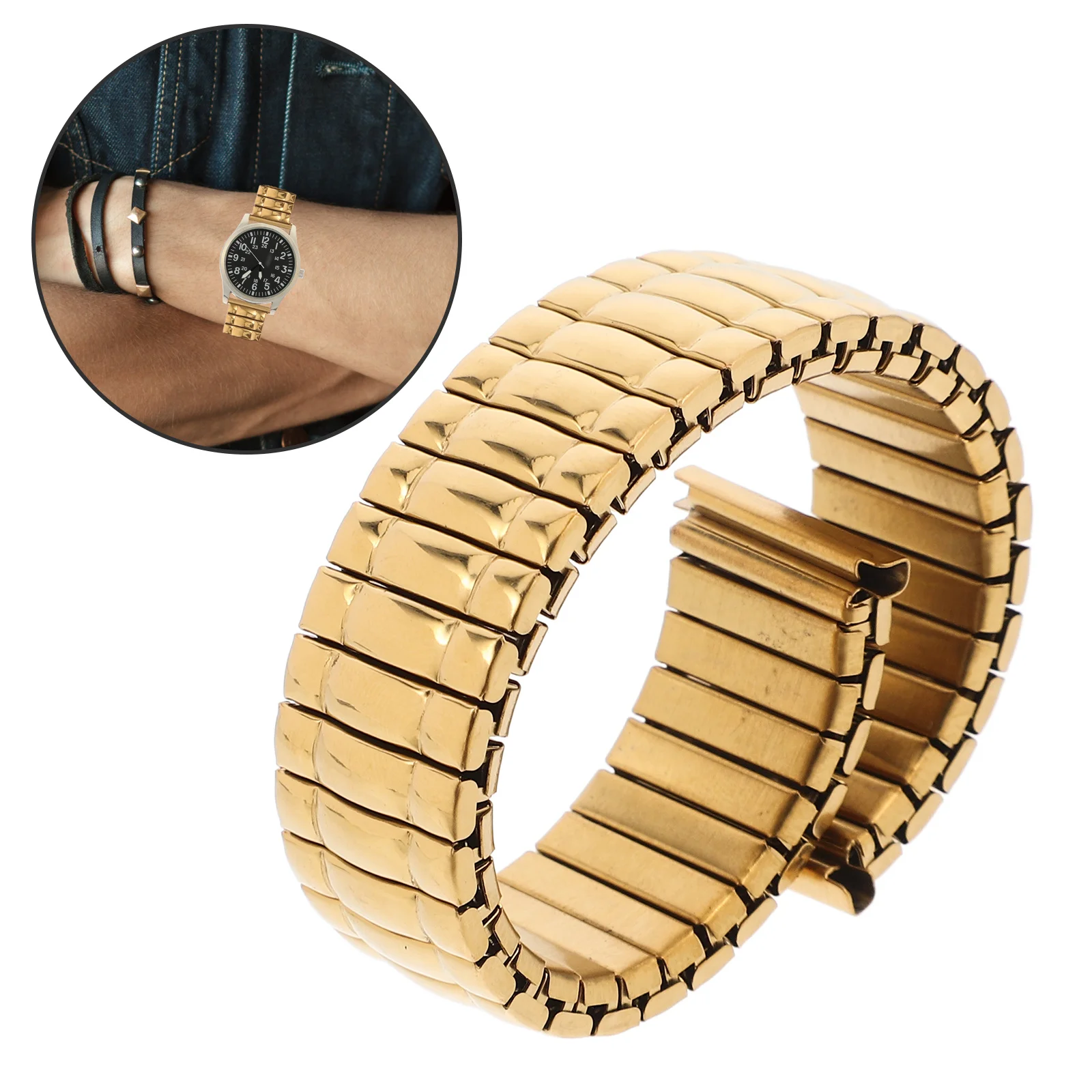 

Stainless Steel Comfortable Elastic Strap for Men Daily Wear Simple Design Smooth Texture Seamless Welding Watch Strap