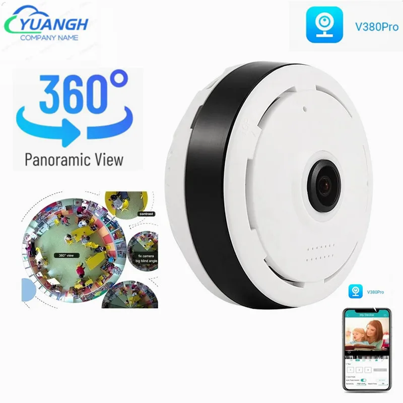 3MP V380 Pro 360 WIFI Camera Indoor FishEye Panoramic Lens Home Protection Security Wireless MINI Camera Two Ways AUDIO