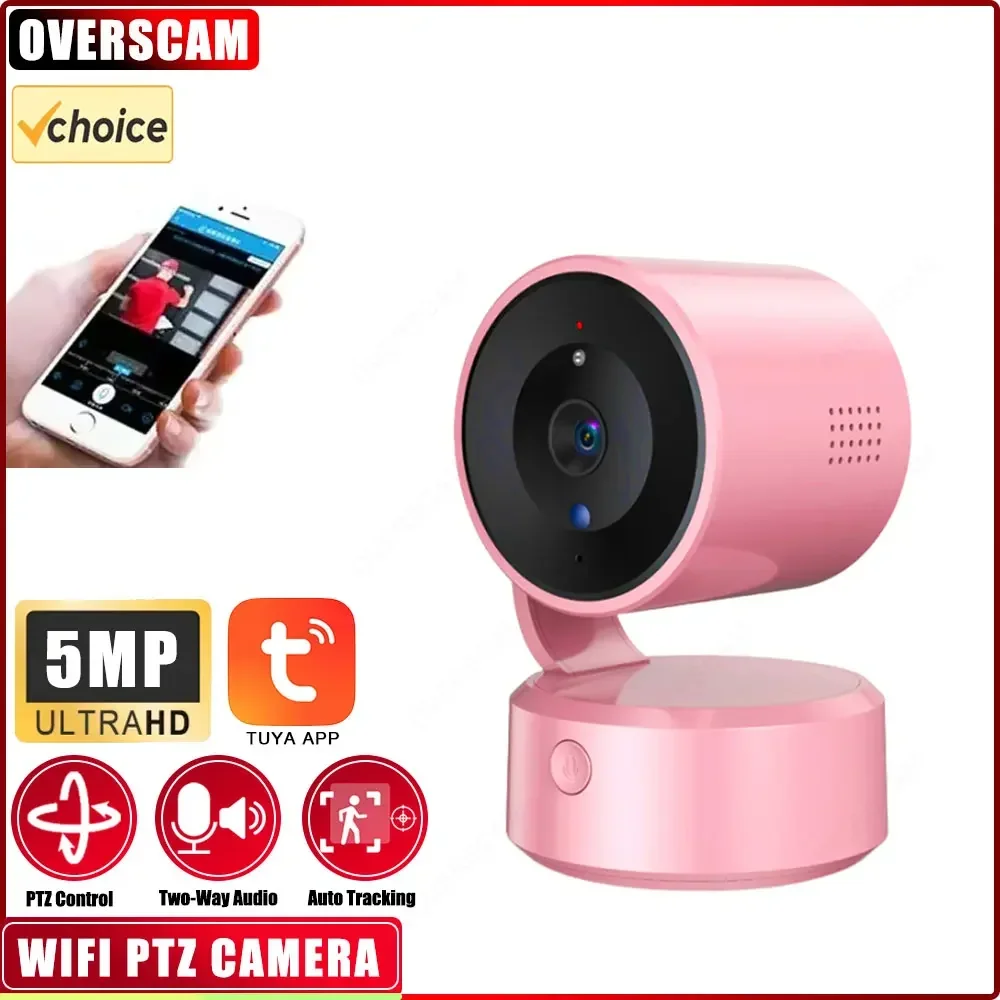 

Surveillance WIFI Camera Activity Alerts Night Vision Mini Baby Monitor 5MP Two-Way Audio WiFi IP Camera For Tuya Smart Life APP