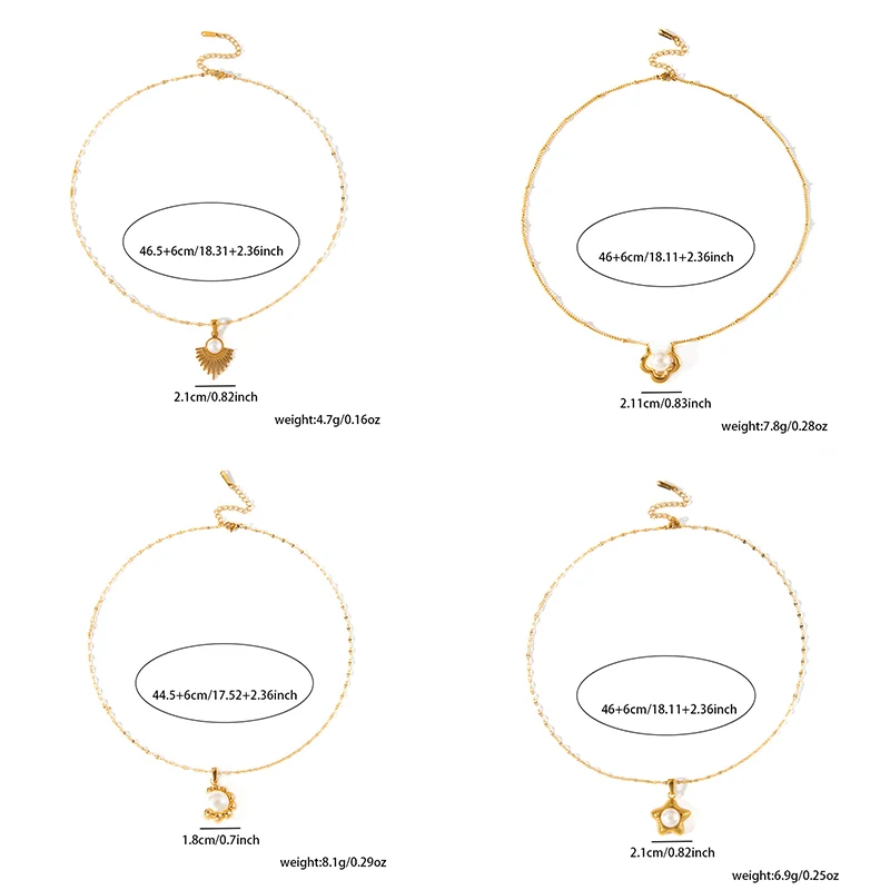316 الفولاذ المقاوم للصدأ الذهبي ستار هندسية اللؤلؤ قلادة قلادة للنساء الاتجاه الجديد موضة سلسلة عنق مجوهرات هدية