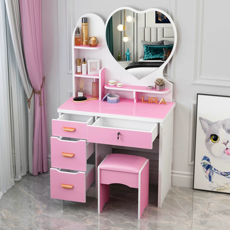 Table de rangement multifonctionnelle pour filles, style nordique, luxe, coiffeuse européenne, décoration d\'intérieur