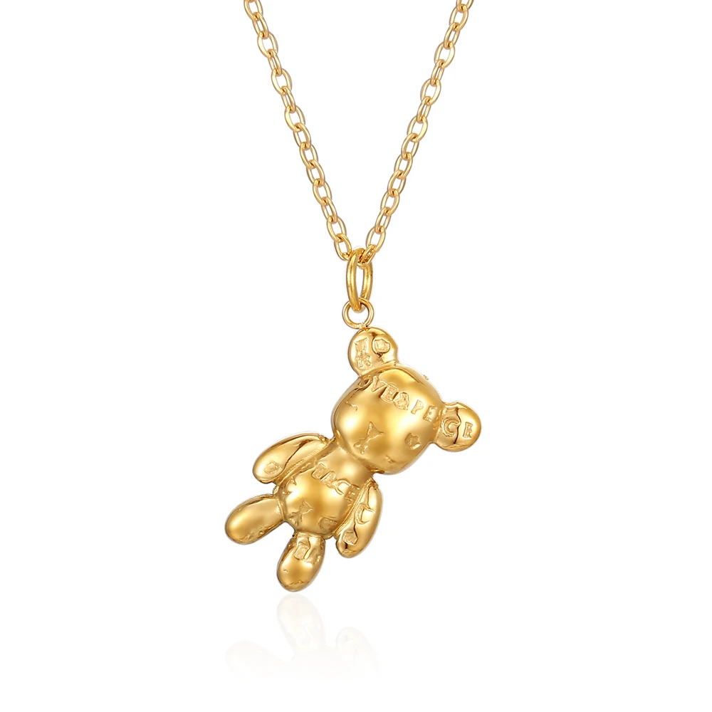 Stainless Steel Small Bear Fashion Delicate Minimalism Pendant Necklace With Chain Jewelry Gift For Women