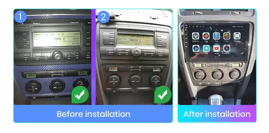 Junsun Kabelloses CarPlay Android Auto Autoradio für Skoda Octavia 2 A5 2008-2013 2 DIN Multimedia-Stereoanlage mit Eingebautem Kühlventilator GPS-Navigation SWC Bluetooth FM RDS DSP IPS-Bildschirm Auto-Intelligentes System 4G WiFi 8-Kern Plug&Play Haupteinheit – Detail 4