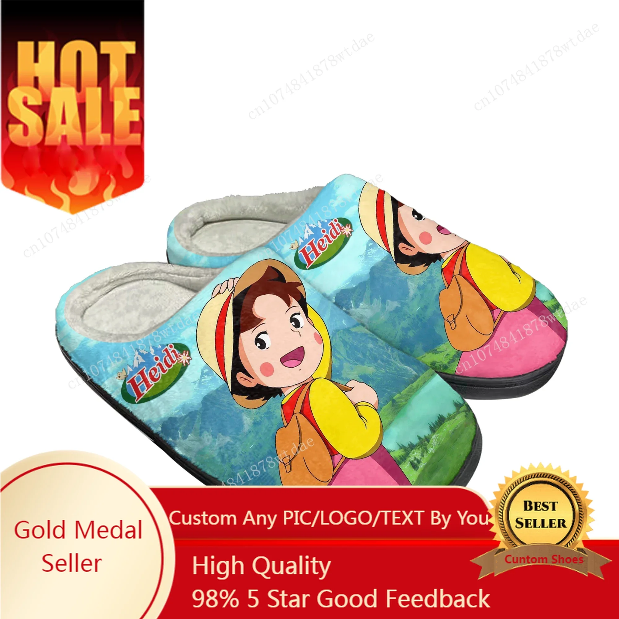 A Girl Of The Alps Home Cotton Slippers Men Women Heidi Plush Bedroom Casual Keep Warm Shoes Anime Custom Thermal Indoor Slipper