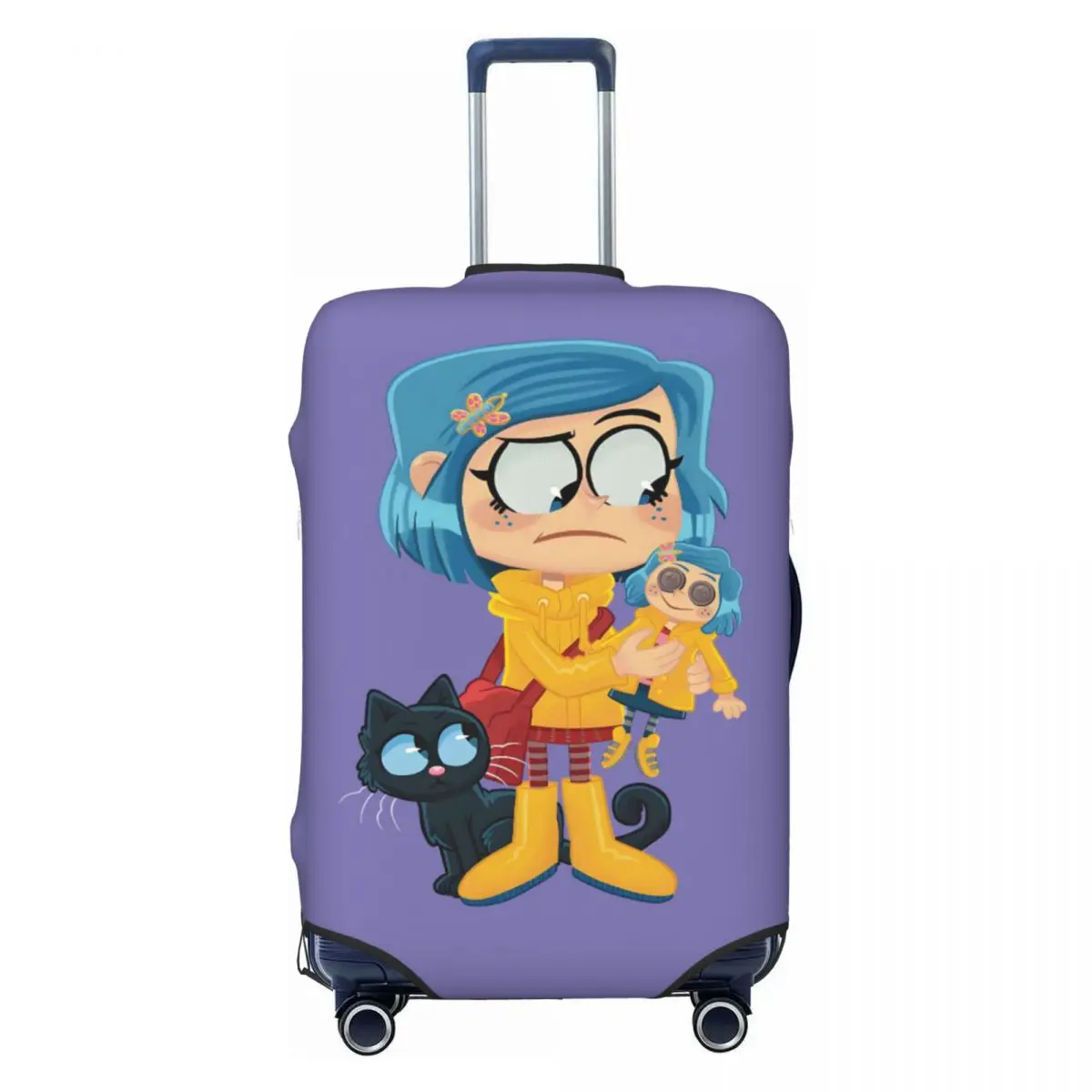 

Custom Vintage Coraline Luggage Cover Elastic Horor Cartoon Travel Suitcase Protective Covers Fits 18-32 Inch