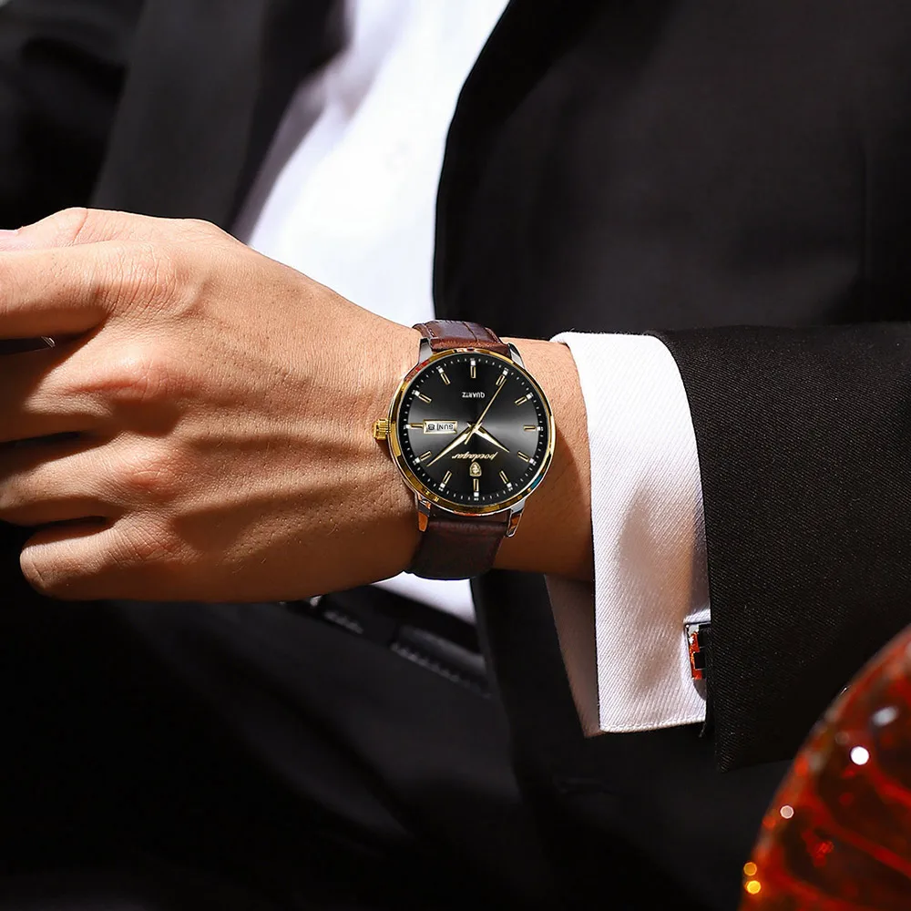 Poedagar ブランドスポーツメンズ腕時計トップブランドの高級ビジネス男性腕時計革防水クォーツ腕時計レロジオ Masculino