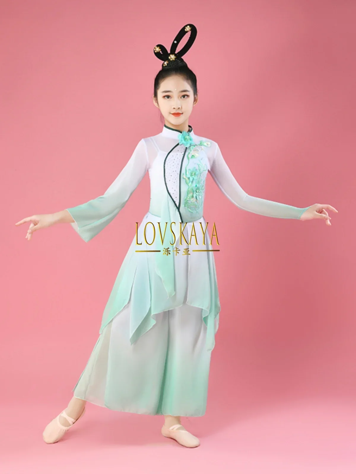 Children performance Umbrella dance Fan dance performance clothing Chinese classical dance performance clothing Girl