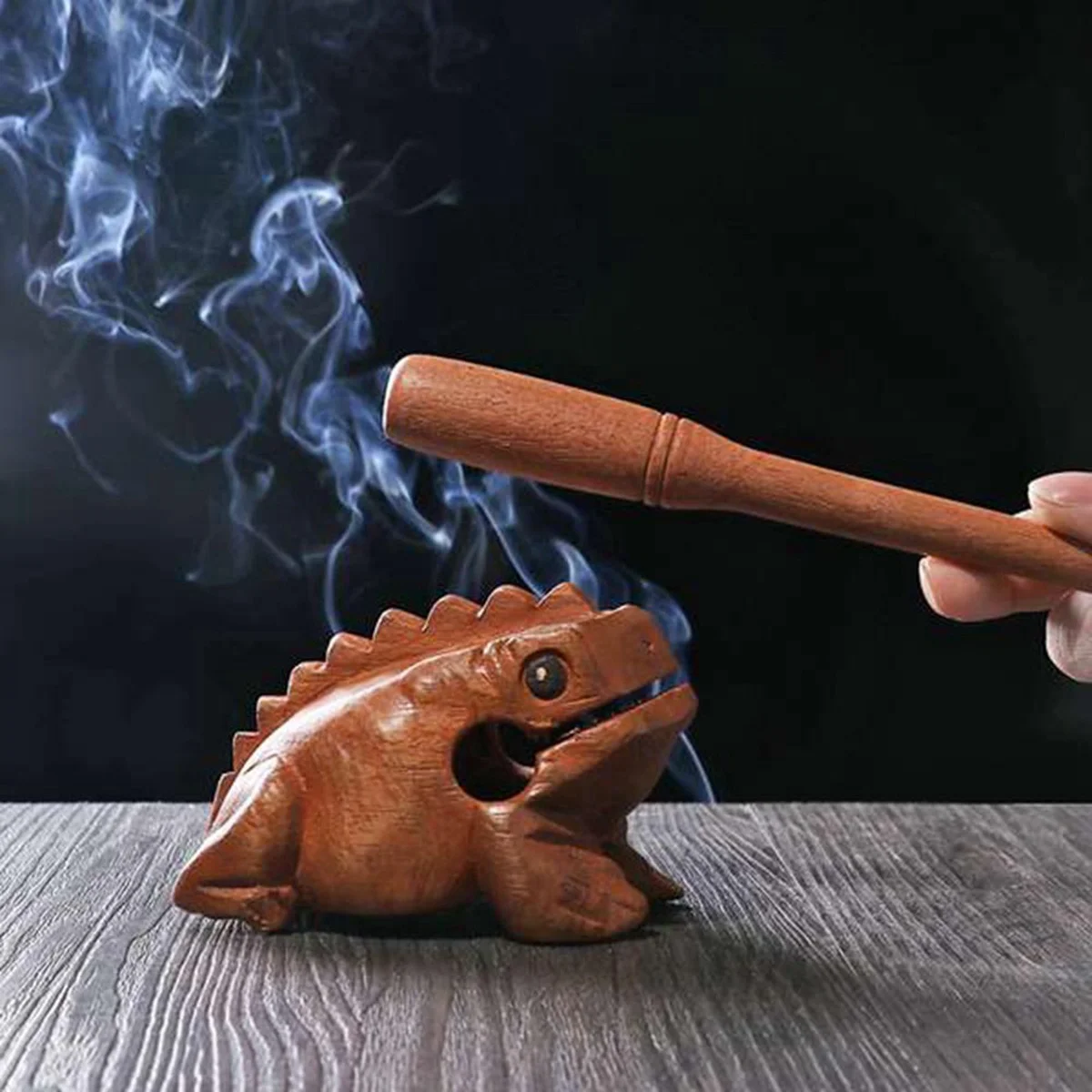 Carved Croaking Wood Percussion Musical Sound Wood Frog Tone Block Toys About 10x6x6cm