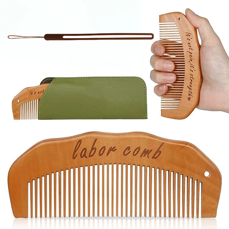مجموعة الهدايا: مشط عمل خشبي، يجب اقتناؤه للعمل والتسليم، مشط مموج، هدية الحمل، هدية الأم #1