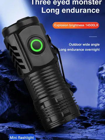 Ultra Bright Mini Torch 3LED Tactical Flashlight USB Rechargeable Outdoor Waterproof Hiking Camping Cap Clip Flashlight