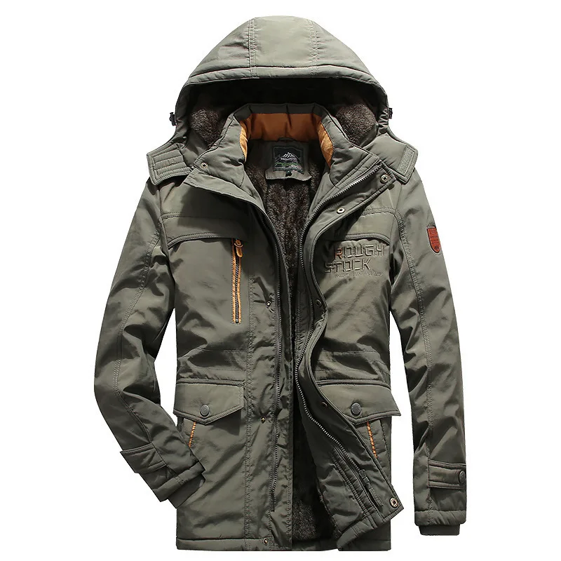 Men's Padded Jacket Middle-aged and Elderly Padded Jacket Mid-length Plus Velvet Thick Padded Jacket Plus Size Top