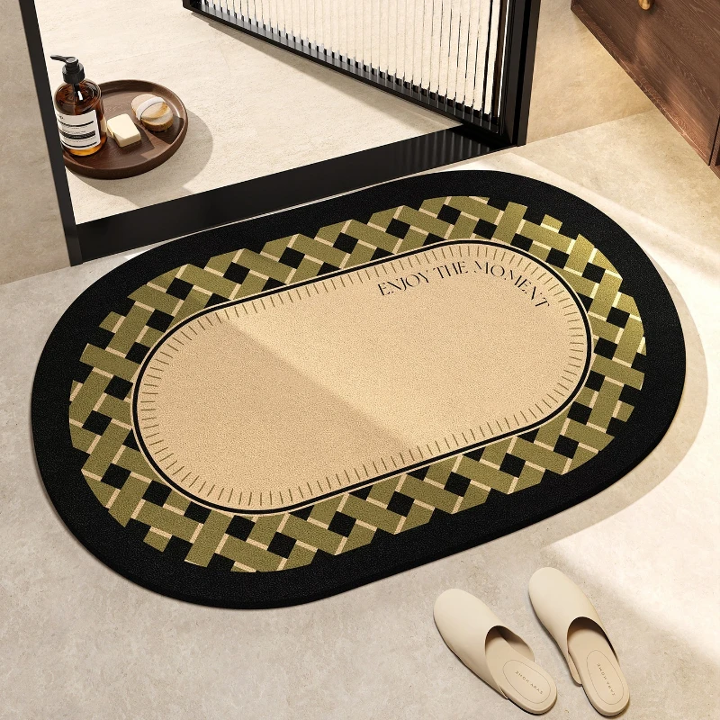 Bathroom Rug Absorbent Non-slip Floor Mat Minimalist Geometric Pattern Carpet Toilet Area Rugs Diatom Mud Home Decoration Rugs