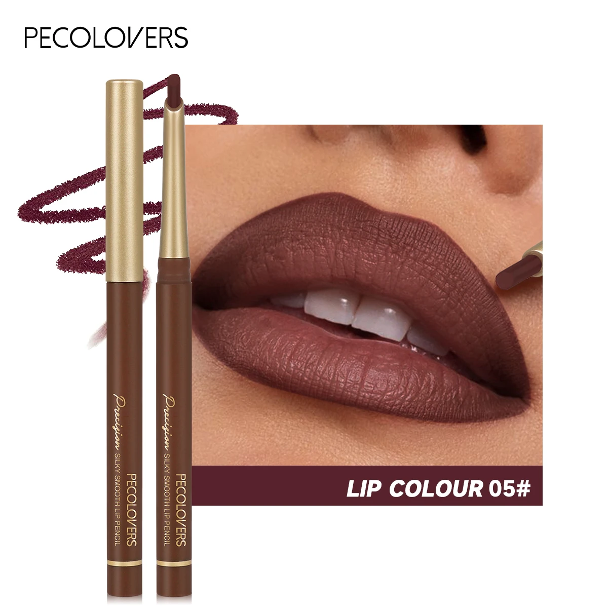 Matte 6-kleuren Lip Liner Potlood Schuine Ontwerp Penpunt Lip Contour Lippenstift Naakt Bruin Lippenstift Potlood Natuurlijke blijvende Lipliner Make-Up