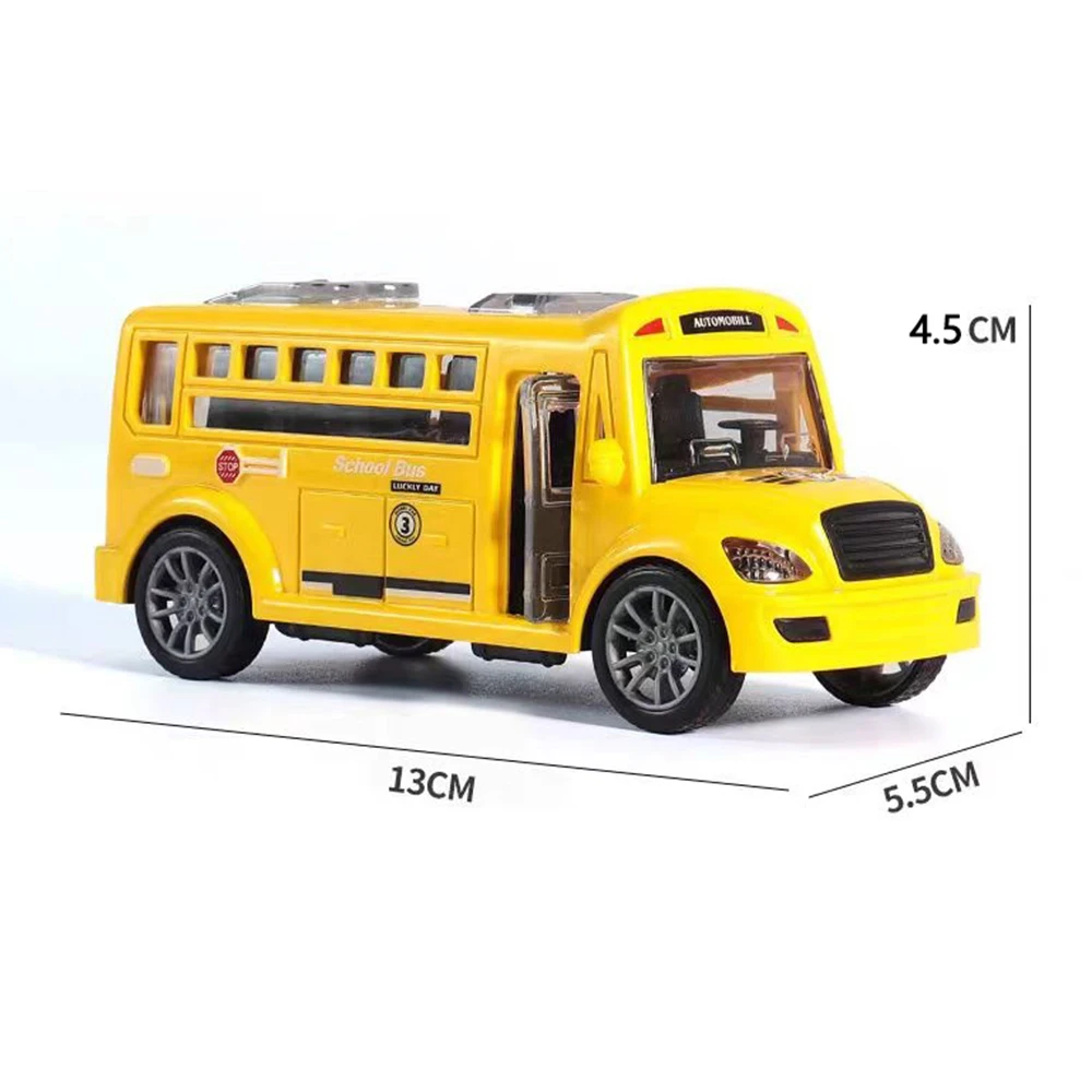School Bus Toys Toy Car Inertia Vehicle Model Toys Pull Back Car Boys Toys with Opening Doors Educational Toys for Kids Gifts