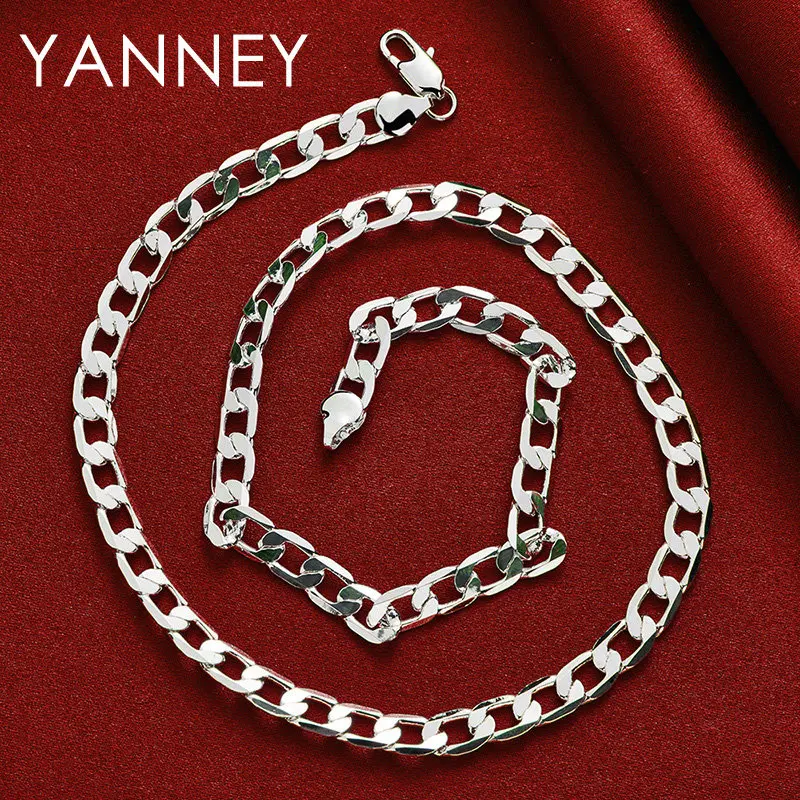 Men 8MM 925 Sterling Silver 16-30 Inches Exquisite Figaro Chain Necklace For Women Fashion Charm Wedding Gift Jewelry Accessorie