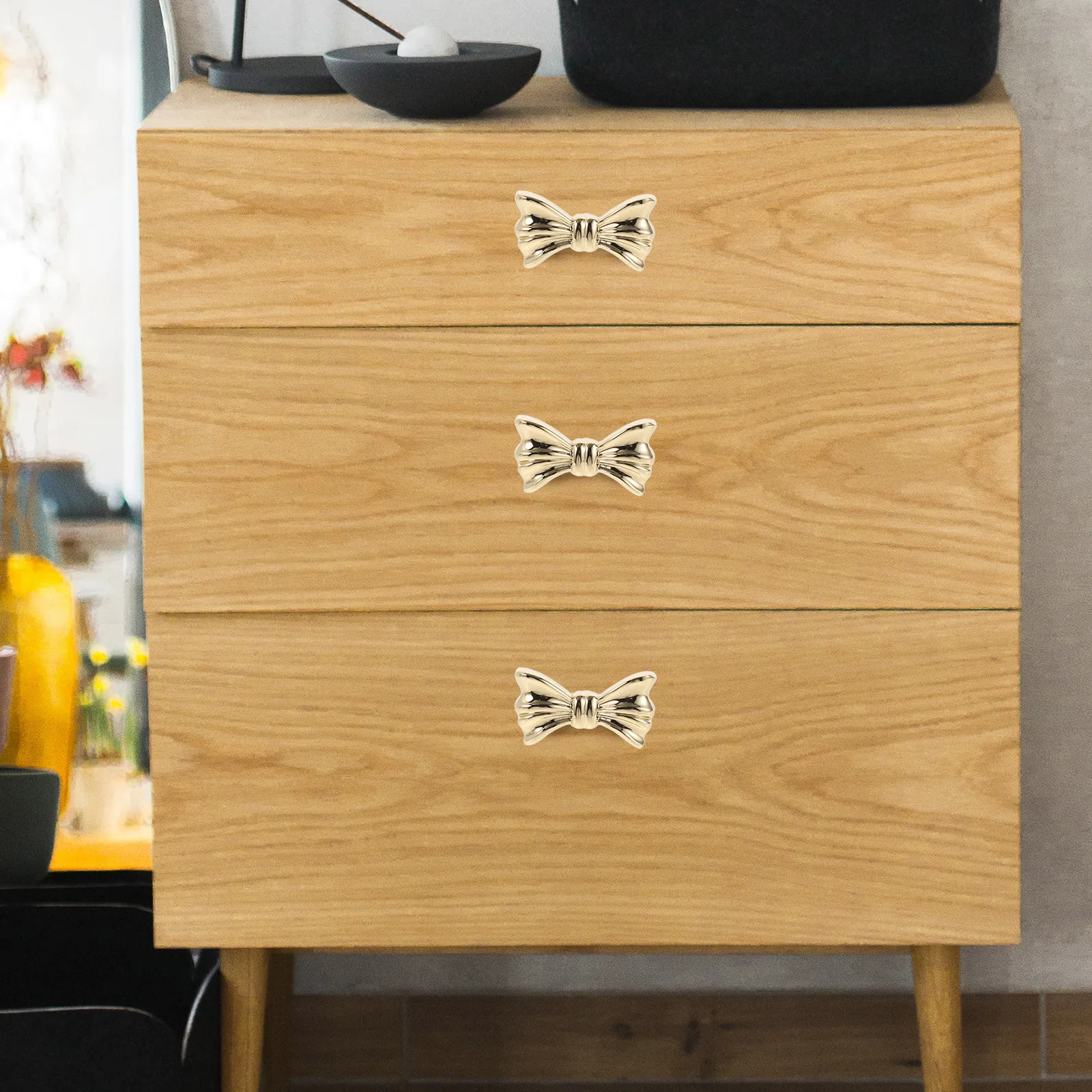 

Gold Brass Bow Cabinet Knobs Elegant Bow Dresser Drawer Pulls Vintage Brass Handles for Wardrobe Furniture Hardware