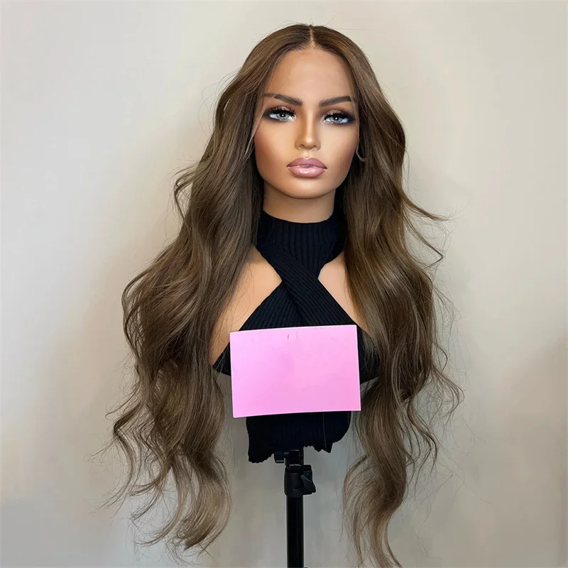 Natural Brown Glueless Soft 28Inch 5x5 Silk Base Wave Jewish Human Hair With BabyHair HD Lace European Hair Preplucked  Daily